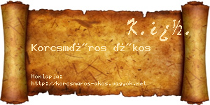 Korcsmáros Ákos névjegykártya